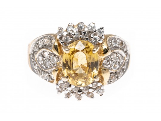 Sterling Vermeil Pendant, Earrings And Ring, Size 8.75