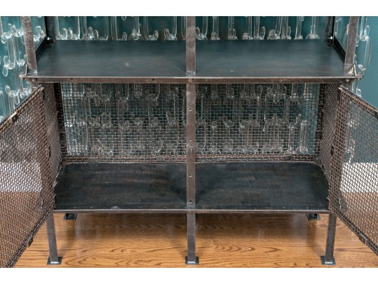 20th Century Vintage Steel Frame Factory Cabinet