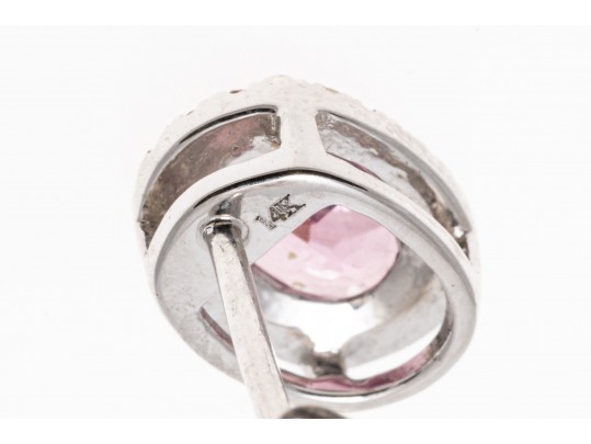 14K Pink Tourmaline & Diamond Petit Halo Earrings
