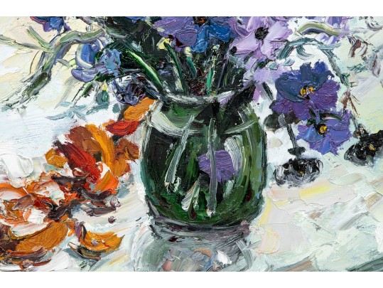Vinci, Signed Oil On Canvas, Vase Of Flowers