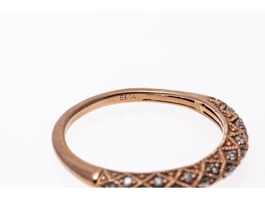 10k Rose Gold Lovely Argyle Motif Diamond Band Ring, Size 7