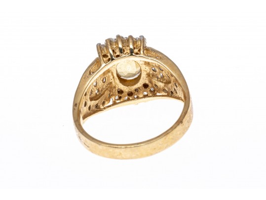 Sterling Vermeil Pendant, Earrings And Ring, Size 8.75