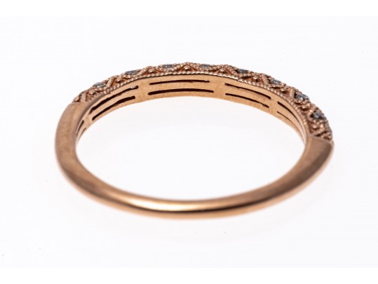 10k Rose Gold Lovely Argyle Motif Diamond Band Ring, Size 7