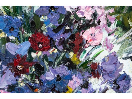 Vinci, Signed Oil On Canvas, Vase Of Flowers