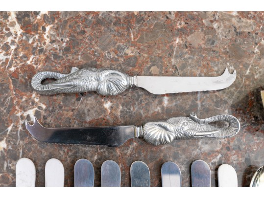 Partial Flatware Set With Cast Figural Handles