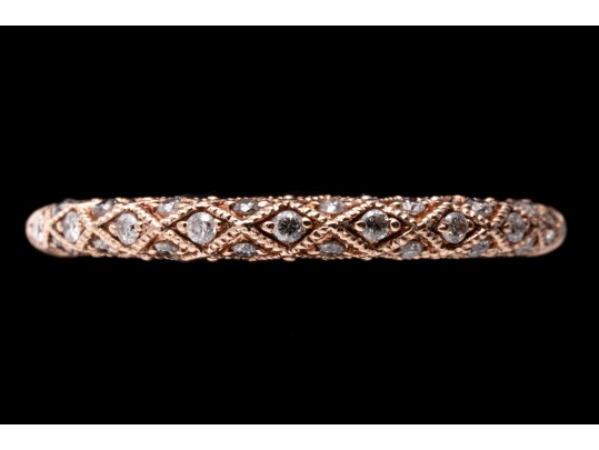 10k Rose Gold Lovely Argyle Motif Diamond Band Ring, Size 7