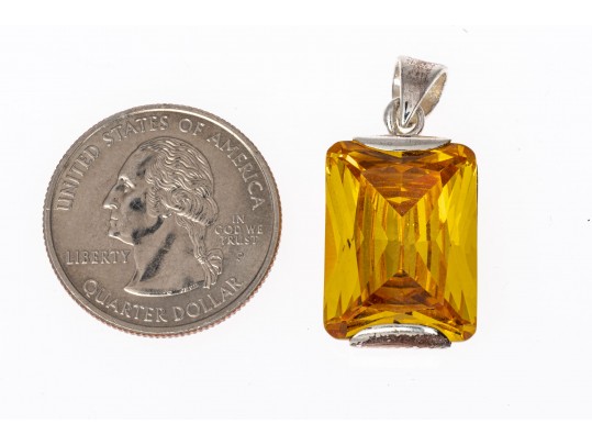 Sterling Vermeil Pendant, Earrings And Ring, Size 8.75