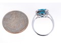 Vibrant 10K White Gold And Blue Topaz Ring, Size 7.25