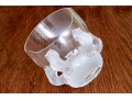 Elegant French, Lalique Footed Crystal Bowl With 5 Frosted Glass Owls 