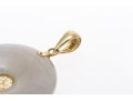 14k Yellow Gold Graceful Mottled Pale Green And Pale Lavender-White Jadeite Jade Pi Disc Pendant