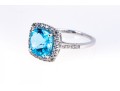 Vibrant 10K White Gold And Blue Topaz Ring, Size 7.25