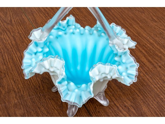 Handblown Glass Footed Basket