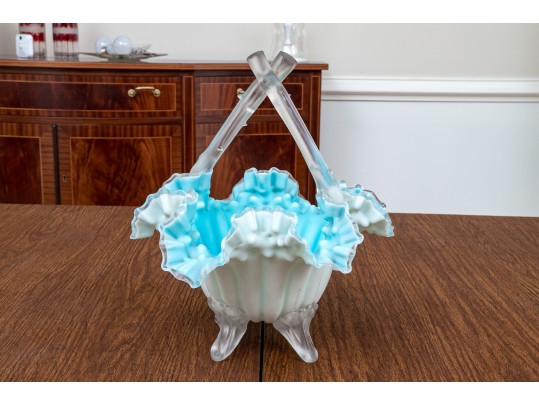 Handblown Glass Footed Basket
