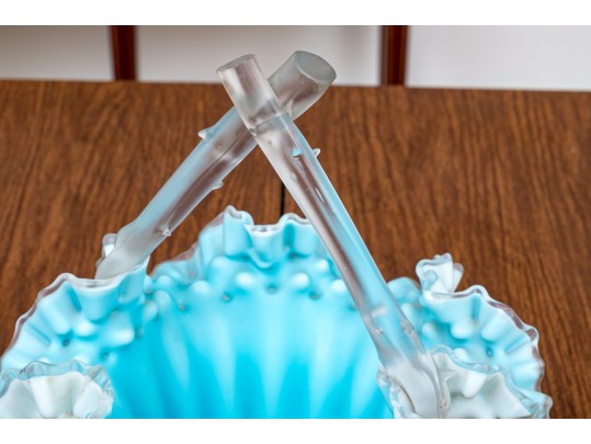 Handblown Glass Footed Basket