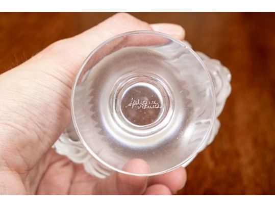 Fabulous French, Lalique Crystal Tete De Lion Pattern, Footed Cigarette Bowl