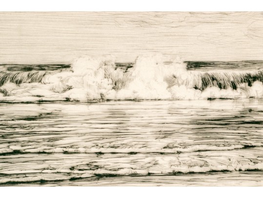 Robert Hogg Nisbet (Am., 1879-1971, CT) Etching, Rolling Surf