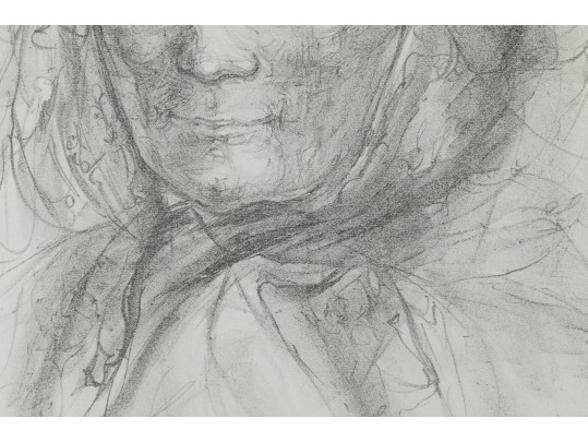Edna Hibel (American, 1917 - 2014) Pencil Signed Litho, Portrait Of Woman