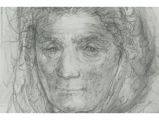 Edna Hibel (American, 1917 - 2014) Pencil Signed Litho, Portrait Of Woman