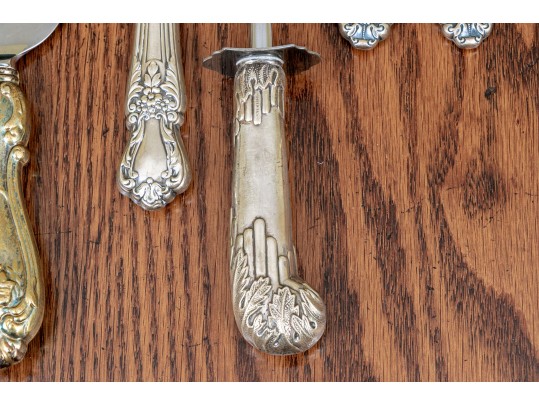 Lovely Lot Of Silver Handed Serving Pieces With Stainless Steel Blades And Sheers