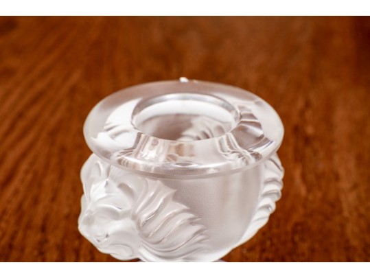Fabulous French, Lalique Crystal Tete De Lion Pattern, Footed Cigarette Bowl