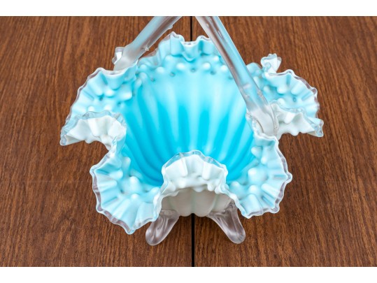 Handblown Glass Footed Basket