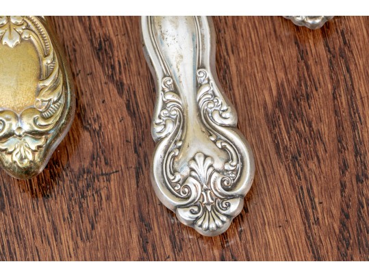 Lovely Lot Of Silver Handed Serving Pieces With Stainless Steel Blades And Sheers