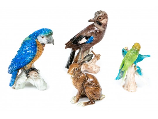 Collection Of 4 German, Goebel Polychrome Finished Ceramic Animals