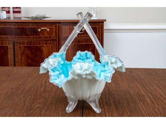 Handblown Glass Footed Basket