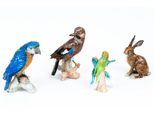 Collection Of 4 German, Goebel Polychrome Finished Ceramic Animals