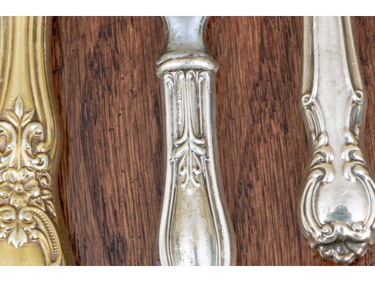Lovely Lot Of Silver Handed Serving Pieces With Stainless Steel Blades And Sheers