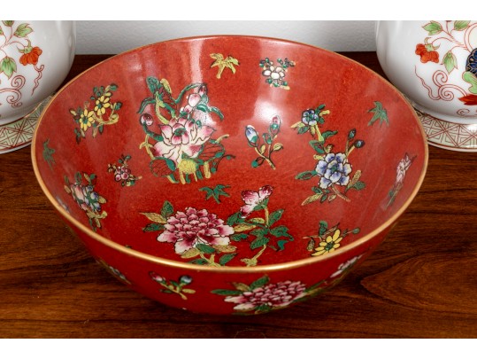 An Assembled Three Piece Asian Inspired Porcelain Garniture 