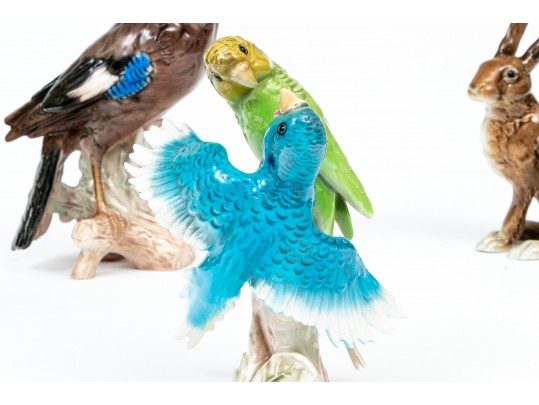 Collection Of 4 German, Goebel Polychrome Finished Ceramic Animals