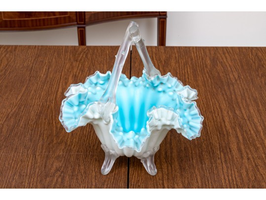 Handblown Glass Footed Basket