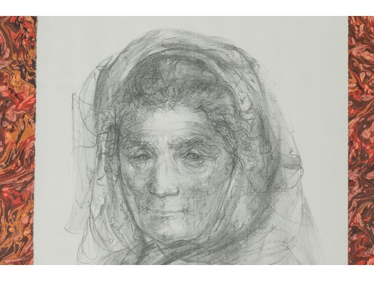Edna Hibel (American, 1917 - 2014) Pencil Signed Litho, Portrait Of Woman