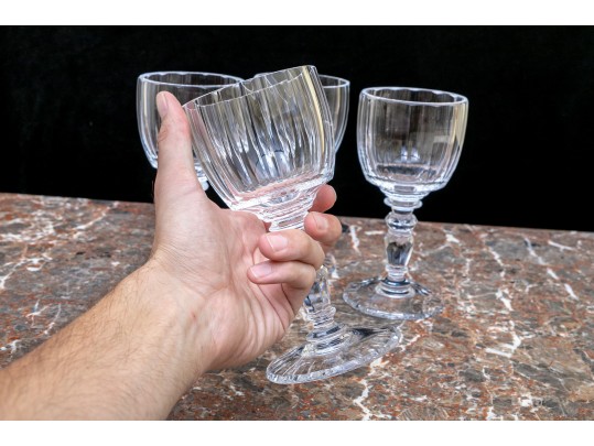 4 Beautifully Crafted Moser Crystal Goblets