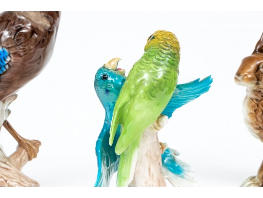 Collection Of 4 German, Goebel Polychrome Finished Ceramic Animals