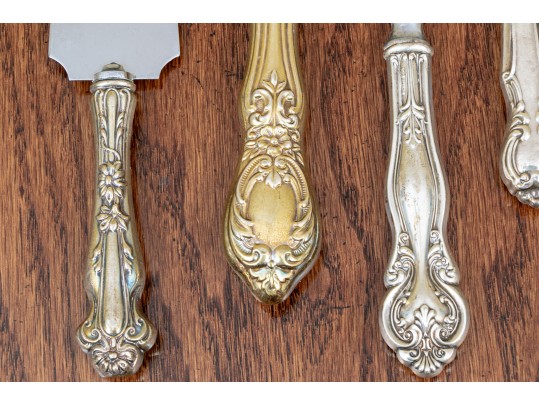 Lovely Lot Of Silver Handed Serving Pieces With Stainless Steel Blades And Sheers