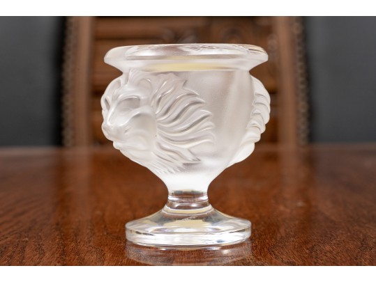 Fabulous French, Lalique Crystal Tete De Lion Pattern, Footed Cigarette Bowl