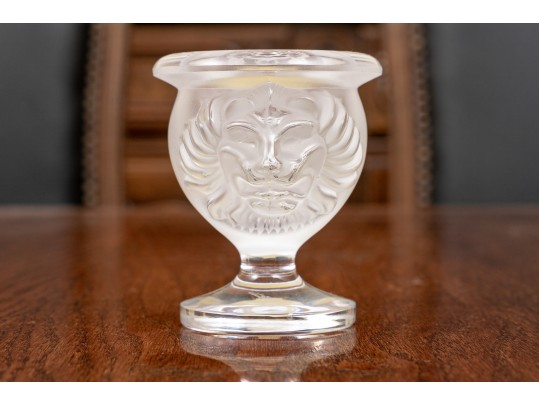 Fabulous French, Lalique Crystal Tete De Lion Pattern, Footed Cigarette Bowl