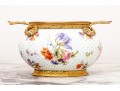 Elegant Gilt Metal Mounted Porcelain Potpourri Vase, Marked Flora