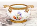 Elegant Gilt Metal Mounted Porcelain Potpourri Vase, Marked Flora