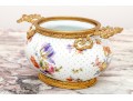 Elegant Gilt Metal Mounted Porcelain Potpourri Vase, Marked Flora
