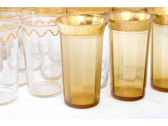 Collection Of 20th Century Semi Antique Gilt Banded Tumblers