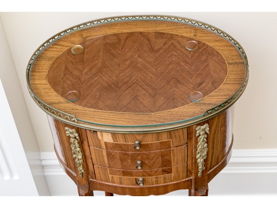 Vintage Brass Mounted Oval French Style Stand