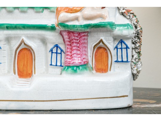 Two Antique - Staffordshire - Castle - Pocket Watch Holders