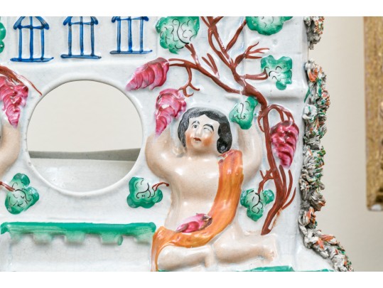 Two Antique - Staffordshire - Castle - Pocket Watch Holders