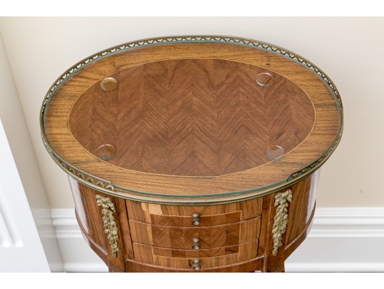 Vintage Brass Mounted Oval French Style Stand