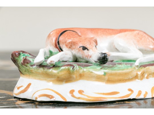 Adorable Antique English Staffordshire Whippet Dog Figurine