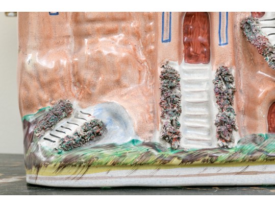 Two Antique - Staffordshire - Castle - Pocket Watch Holders