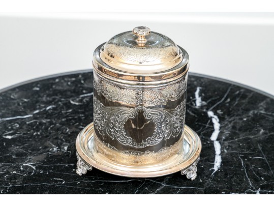 Antique English Silver Plated Biscuit Jar